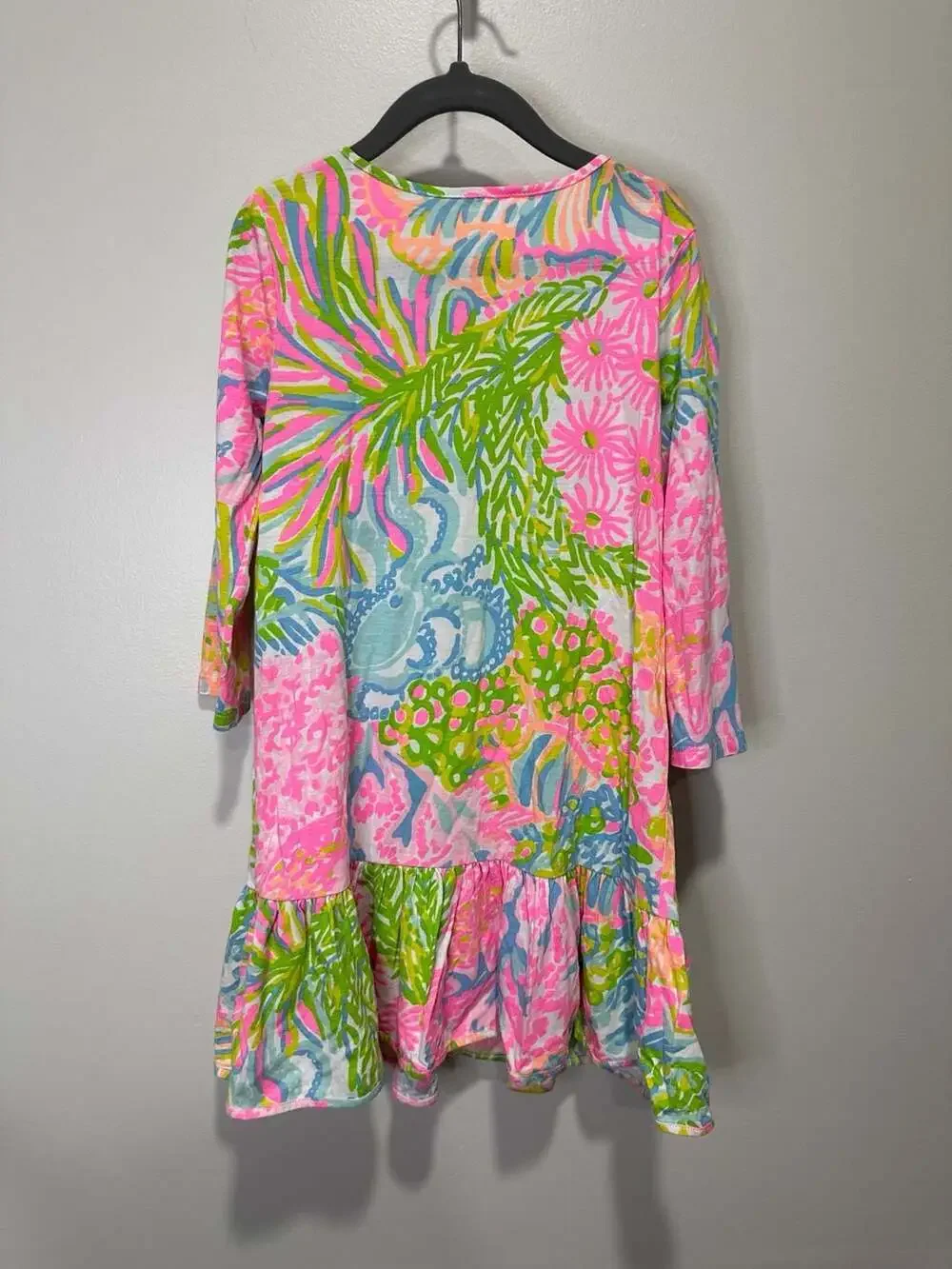Lilly Pulitzer Girls Floral Print Ruffle Hem Dress Size M (6-7)